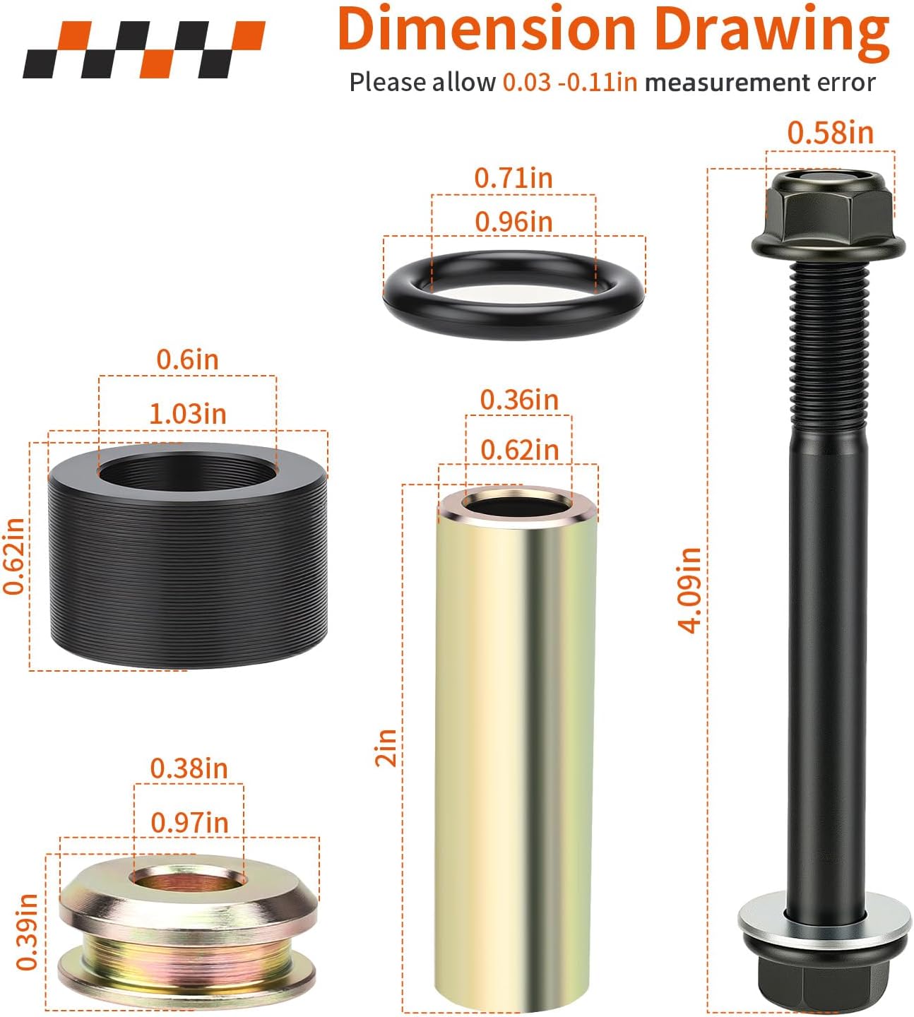 Front Or Rear Arm Bushing Kit For Polaris Ranger 1000 (Only Use Rear) 2021-2025 PRO XD 2000/4000 Full-Size (Only Use Front)2019-2026