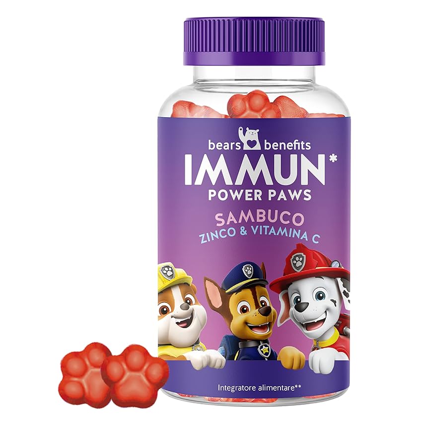 Immagine del prodotto Orsetti gommosi vitaminici per bambini PAW Patrol da 4 anni - Vitamina C e zinco - scorta di 2 mesi - per la stagione fredda - Bears with Benefits