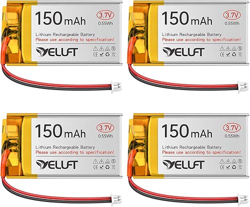 4pcs 3.7V 150mAh 401730 batería de polímero de litio 1S 1C LiPo batería recargable con placa de protección, Micro JST 1.25 Plug Compatible con
