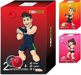 TEKXYZ Boxing Reaction Ball, 2 Difficulty Levels Boxing Reaction Ball with Headband, Perfect for Reaction, Agility, Punchi...