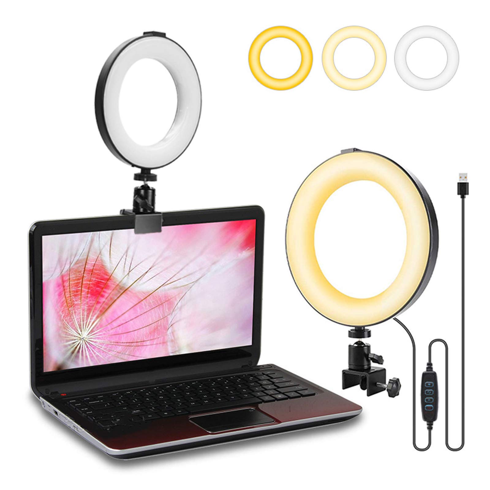 Luce ad Anello da 6" Luce per Selfie con Clip, Lampada Anulare Regolabile LED Ring Light 3 Farbe und 10 Helligkeitsstufen per Youtube,Trucco, Tik Tok, Fotografia