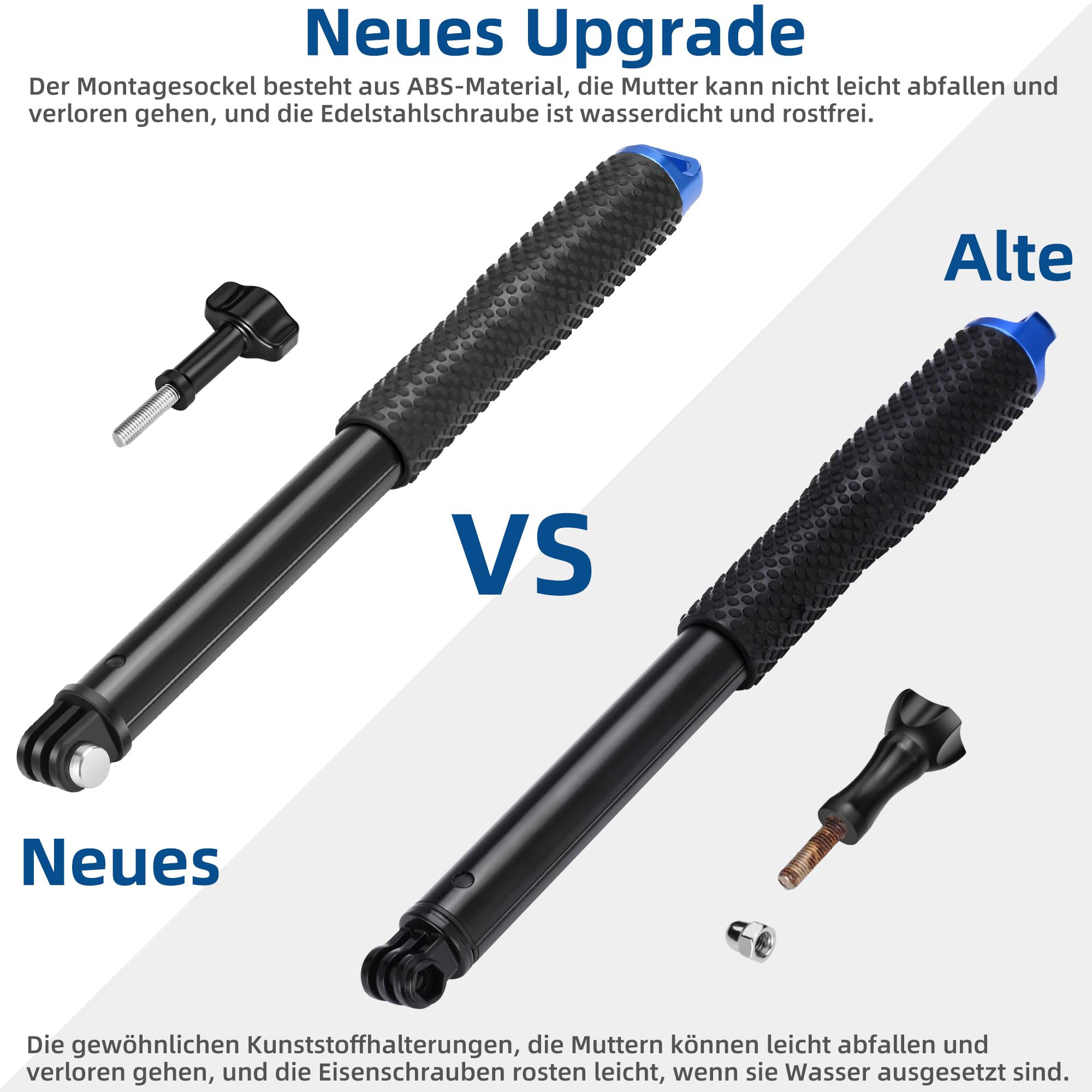 94cm Wasserdicht Selfie-Stick für GoPro, Ausziehbares Einbeinstativ für DJI Osmo Action 5 Pro/4/3, GoPro Hero 13/12/11/10/9/8/7/Max, AKASO EK7000 Action-Kameras