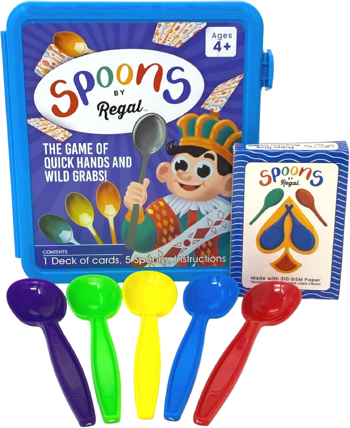 Regal Games Spoons Card Games for Kids - Spoons Game, Deck of Cards, Fun Family Games for Kids and Adults, Playing Cards, Game Night, Travel Games, 3-5 Multi-Player Card Game, Games for Adults