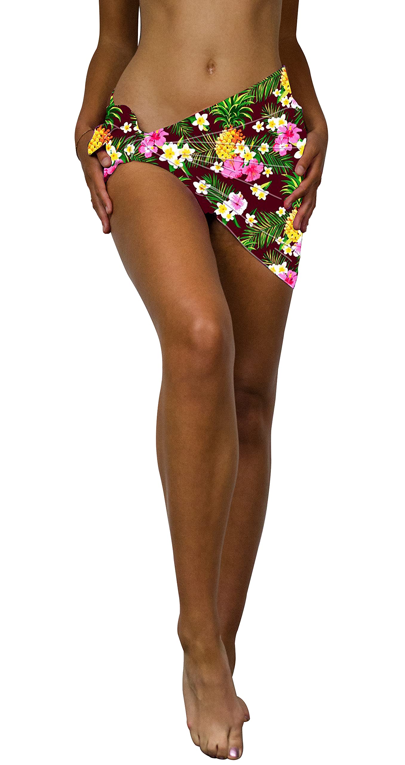 King Kameha Funky Hawaii Sarong Beach Wickel Pareo Mujer Casual Bikini Cover Up Vestido de Playa Traje de Baño Piña Hojas Estampado