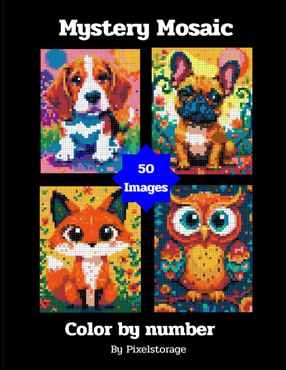 Mystery Mosaic: Color by number , Animal, For adult, 50 images, Square shape