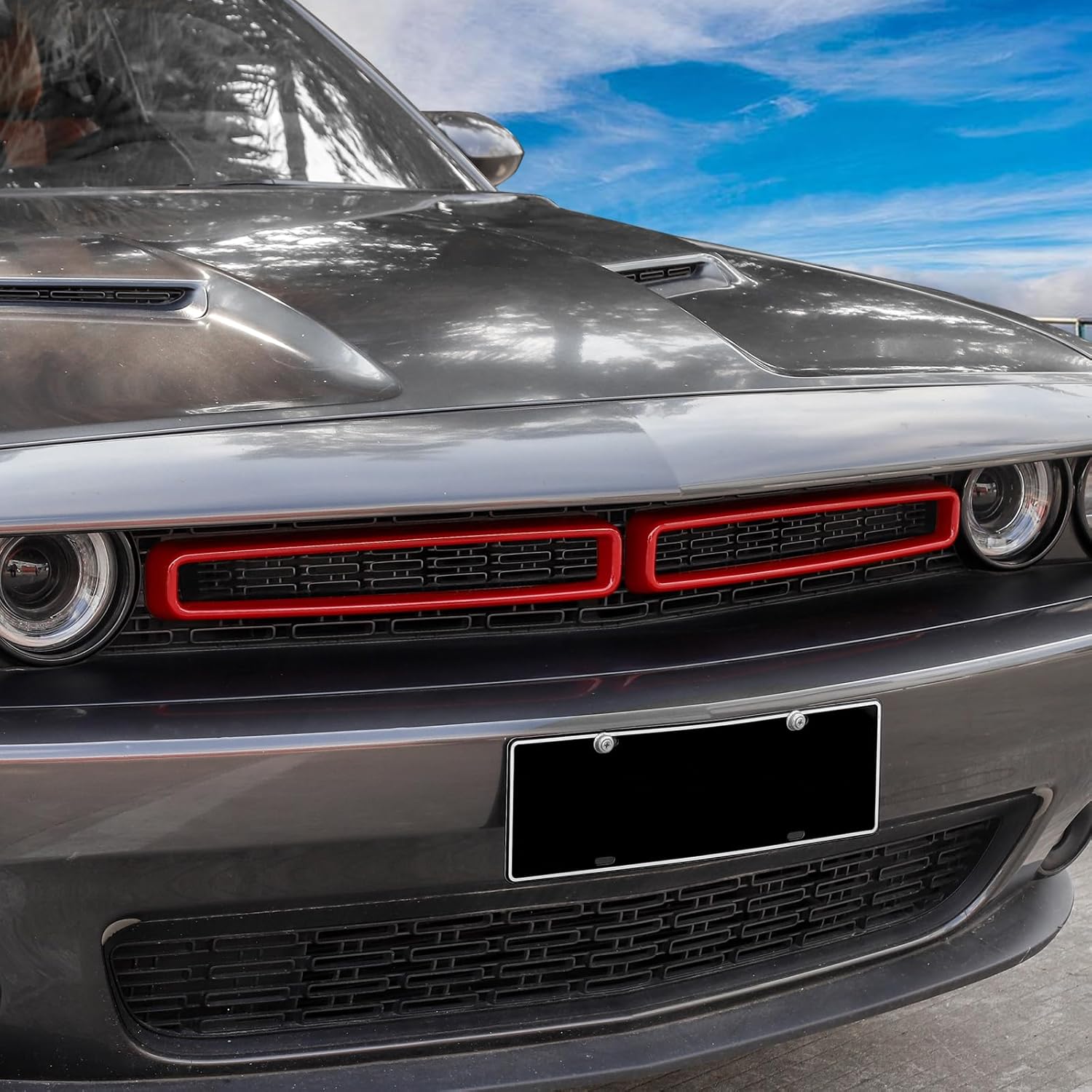 RT-TCZ for Challenger Red Grill Grille Insets Trim Cover for Dodge Challenger 2015 up Red Exterior Accessories 2pcs