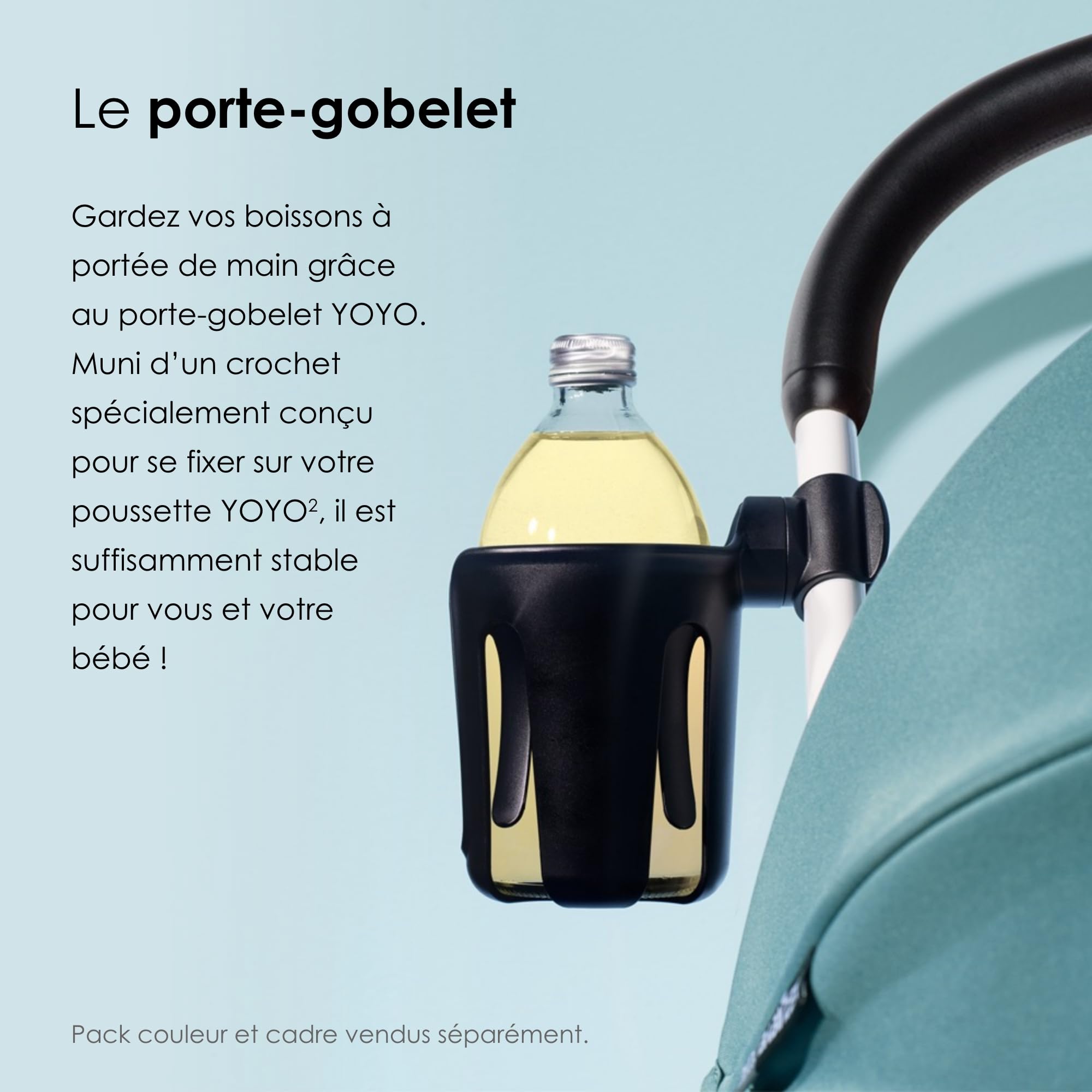 Porte-gobelet YOYO, Noir - Se Fixe à Six Points différents sur Le Cadre de la Poussette YOYO2 - Convient aux Parents et aux Enfants