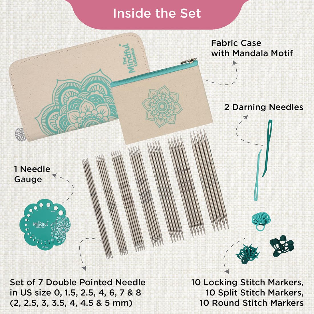 KnitPro - KnitPro Grateful Sock Needle Set (15 cm, 2-5,00 mm) - 1 zestaw