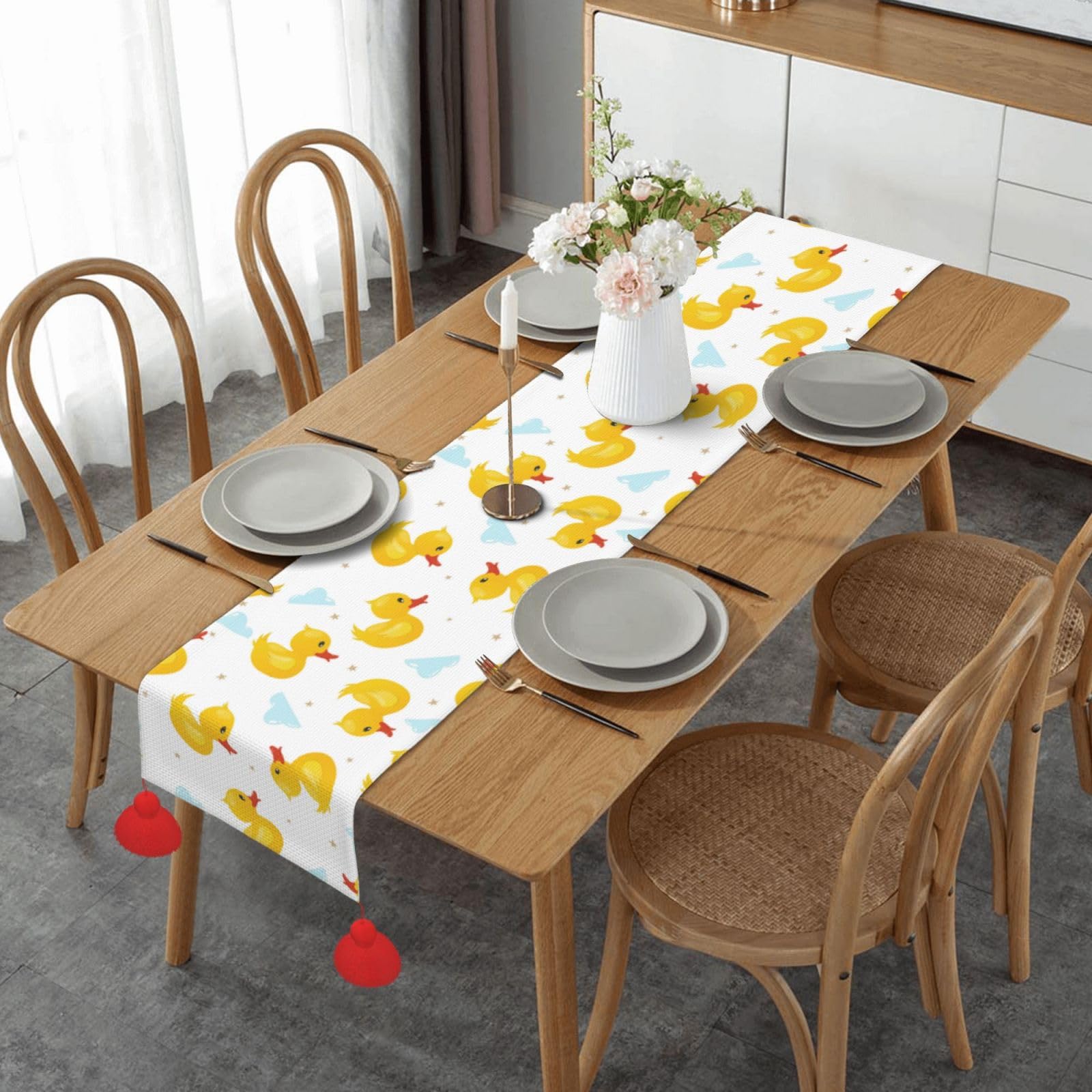 Chemin de table canard jaune pour égayer vos repas en salle à manger et fêtes