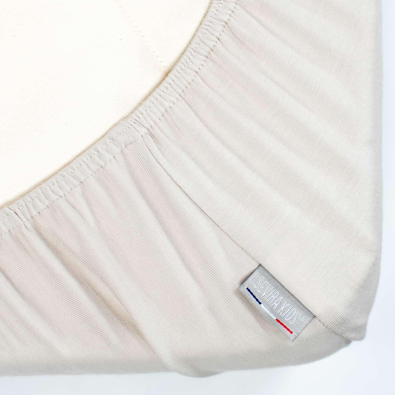 Sevira Kids | Drap Housse en Coton Jersey, Uni - 90x190 cm Beige - Made in France