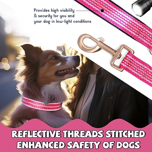 Miniatura 9 de Pawhuggies Juego de collar y correa de poliéster para perros de tamaño mediano, juego de collar y correa de perro con impresión de transferencia,