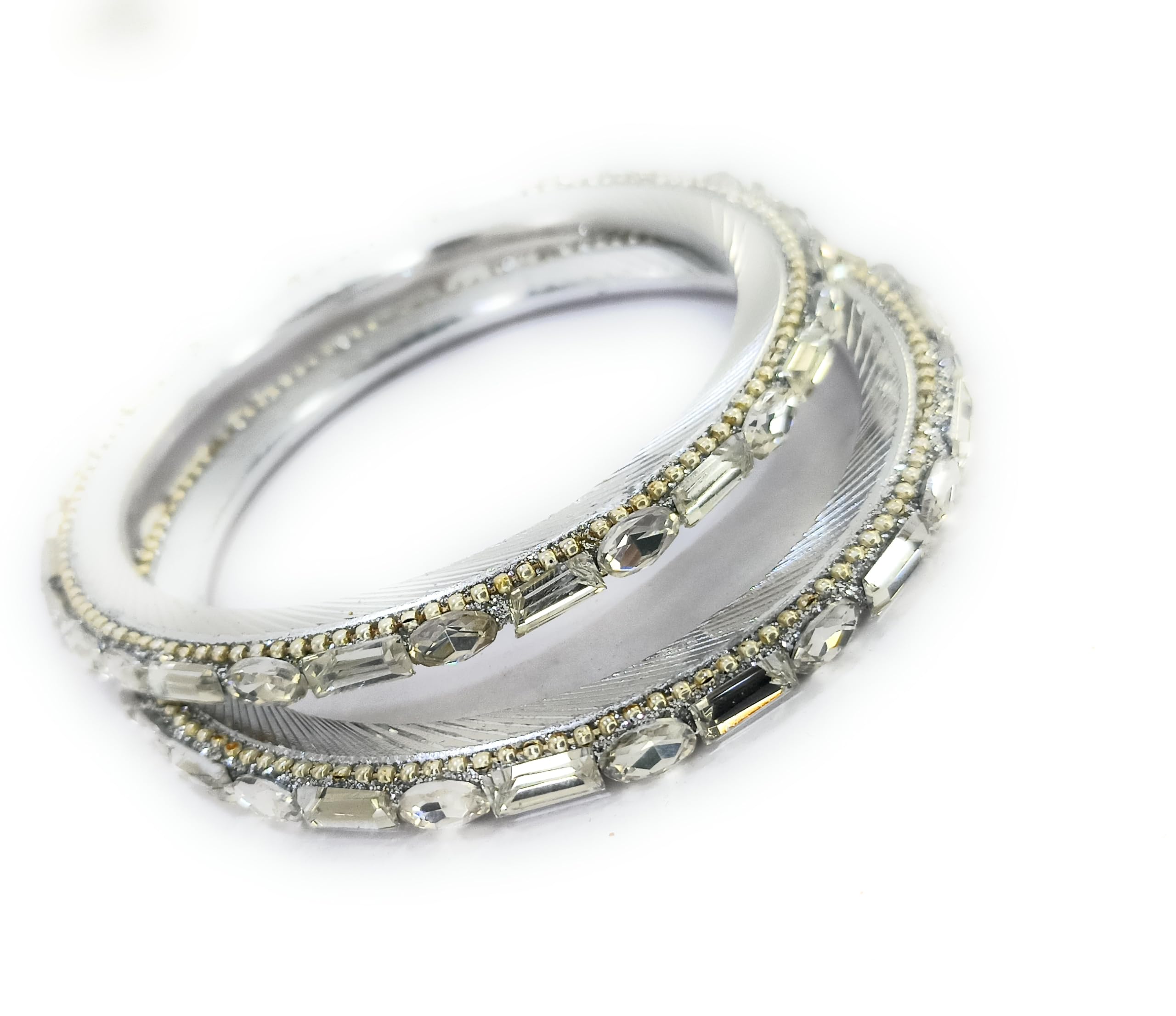 SBS Non Precious Polki and Zircon Stone Work Sleek Kada Bangles set of 02 bangle for Girl Child (Silver, 1-2 year old (44 mm diameter)) (B0CW52T7XX) Amazon Price History, Amazon Price Tracker