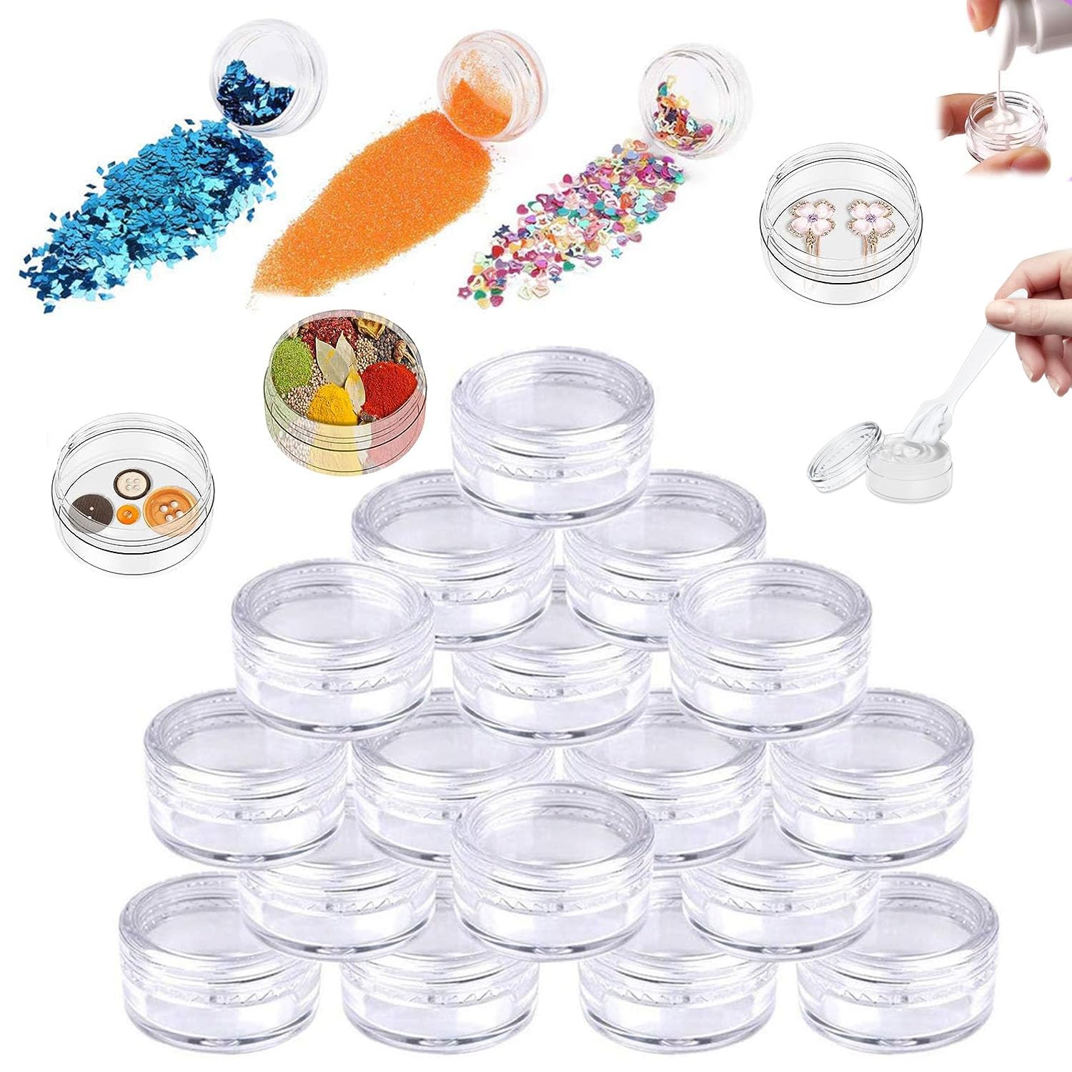 Cosmetic Jars, 50 Pieces Sample Pots For Cosmetics, Travel Pots for Cream, Travel Pots for Toiletries, Travel Pot, Cosmetic Pots For Women for Women Make-Up Glitter Nail Art Storage Bottles 5g/5ml