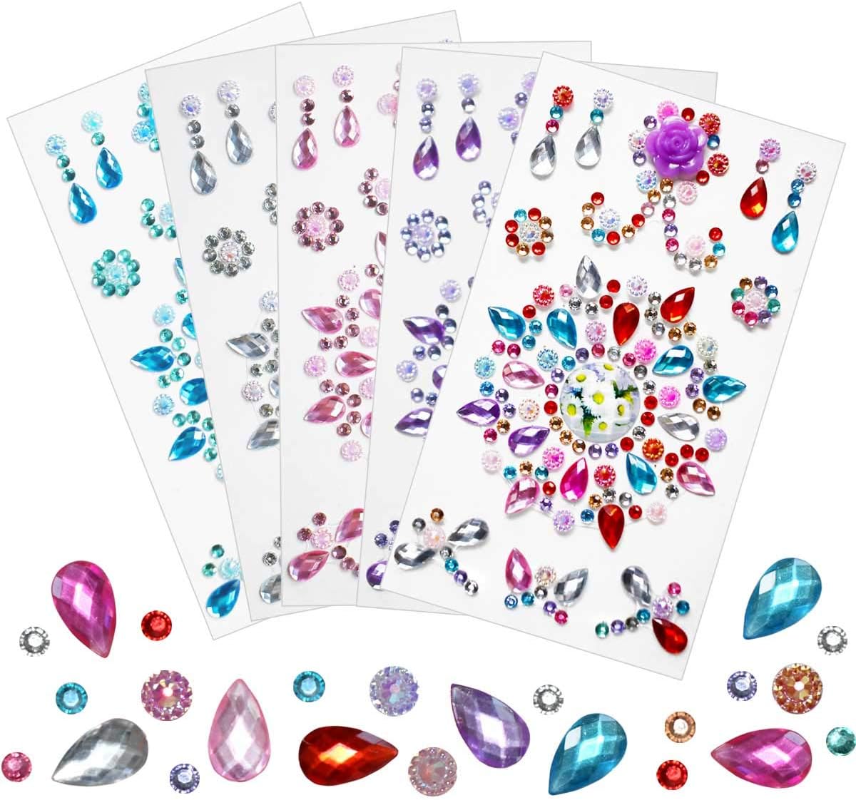 5 Sheets Jewels Stickers SelfAdhesive Craft Jewels and