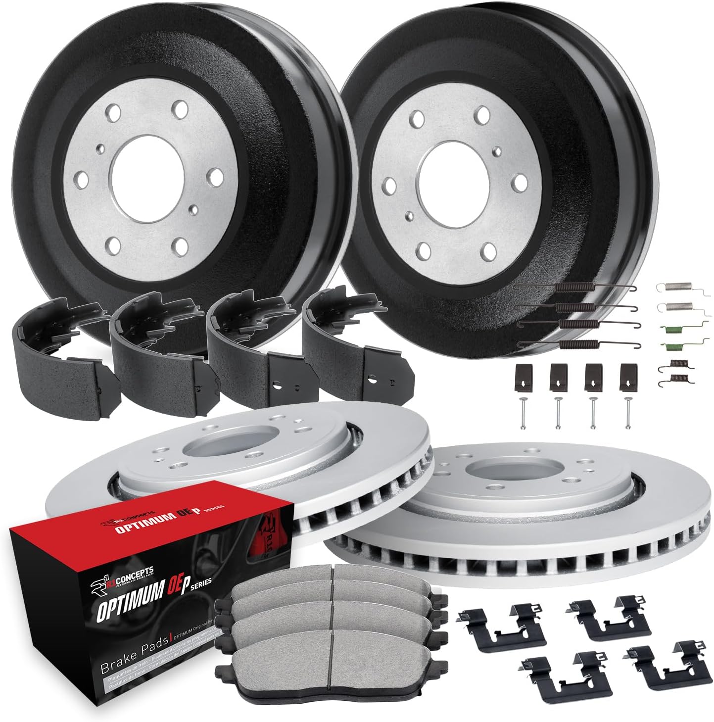 R1 Concepts Front and Rear Brake Kit For 1992-1999 Chevrolet K1500, 1998-2000 Chevrolet Tahoe, 1988-1999 GMC K1500| Blank Brake Rotors| Optimum OEP Brake Pads and Rotors Kit