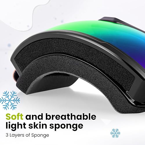 Miniatura 4 de OutdoorMaster - Lentes de esquí para niños, lentes de snowboard para niños, con protección UV, 100% esférica, para niños y niñas