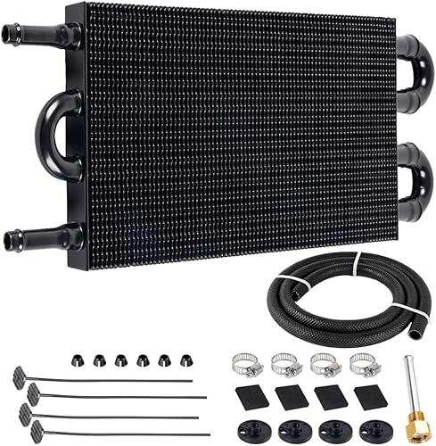 Vista 16 de BARTOO Kit de enfriador de aceite universal de transmisión de 5/16 pulgadas, kit de enfriador de aceite de aleta y tubo de 4 pasos de aleación