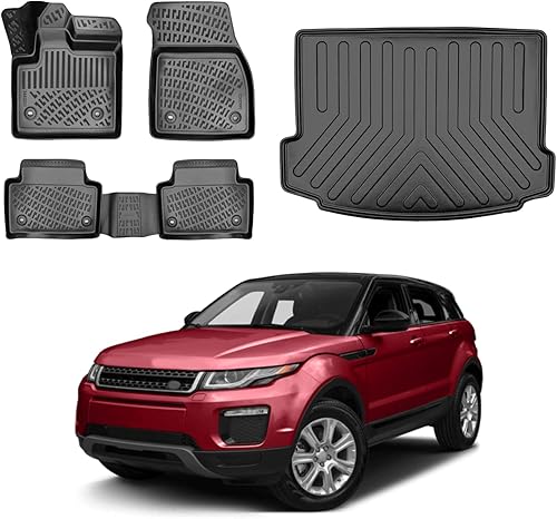 Juego de alfombrillas y revestimiento de carga para Range Rover Evoque L551 2019-2024 | Revestimiento de suelo de TPE negro para todo tipo de clima,