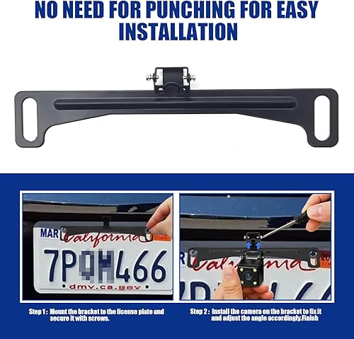 Miniatura 5 de 1 soporte de placa de matrícula para cámara de visión trasera de automóvil, 7.6 pulgadas x 1.3 pulgadas, soporte de cámara estable impermeable con