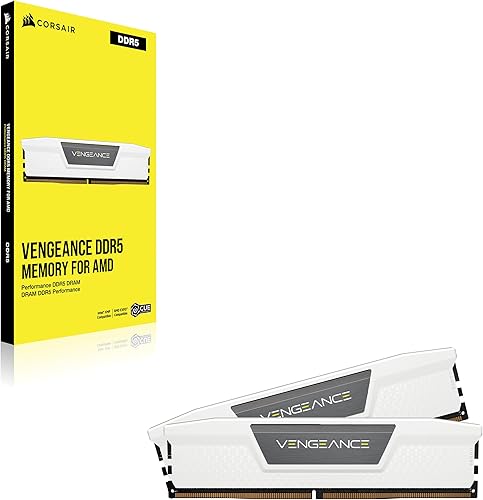 CORSAIR VENGEANCE DDR5 RAM 32GB (2x16GB) Up to 6400MHz CL36-48-48-104 1.35V AMD EXPO Intel XMP 3.0 Desktop Computer Memory – White (CMK32GX5M2B6400Z36W) - 6