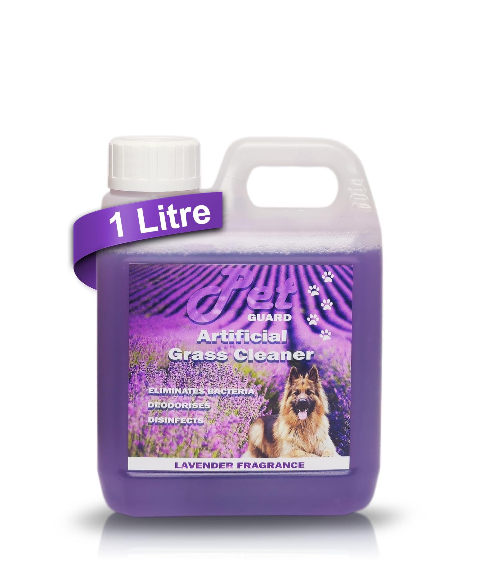 Pet Guard Artificial Grass Cleaner 1L Dog Safe Pet Eliminates Bacteria Deodorises Disinfects - Puppy Urine Cleaner & Odour Remover - Astro Turf Cleaner Dog Urine and Poop - Pet Friendly (Lavender)