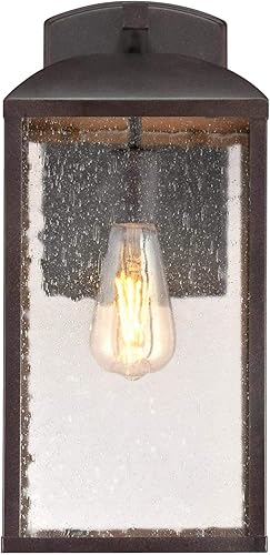 Miniatura 2 de Westinghouse Lighting 6374200 Piazza - Farol de pared para exteriores, acabado de bronce victoriano con luz de porche de vidrio sembrado
