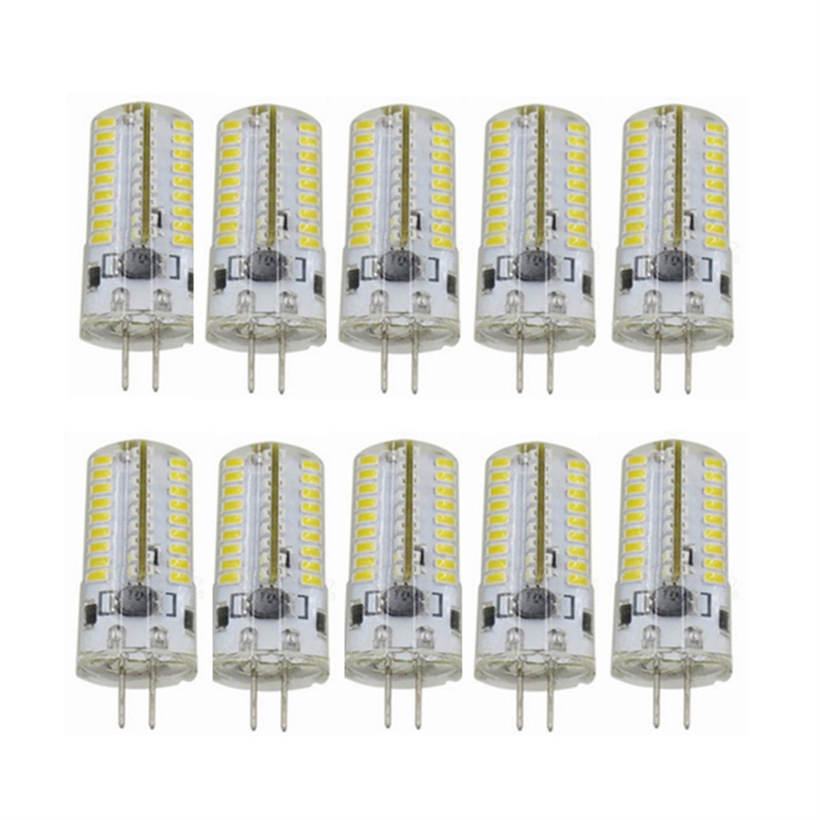 WELSUN GY6.35 LED Bulbs 4W AC/DC 12V,DC 24V G6.35/GY6.35 Bi-pin Base JC Type LED Halogen Incandescent 50W Replacement Bulb,Non-Dimmable,AC12V,DC12-24V,Pack of 10 (Color : Warm white)