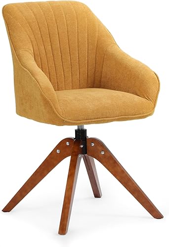 Athena Collection Silla decorativa moderna, cómoda silla de lectura giratoria para adultos, sillón de tela tapizada suave con patas de madera para