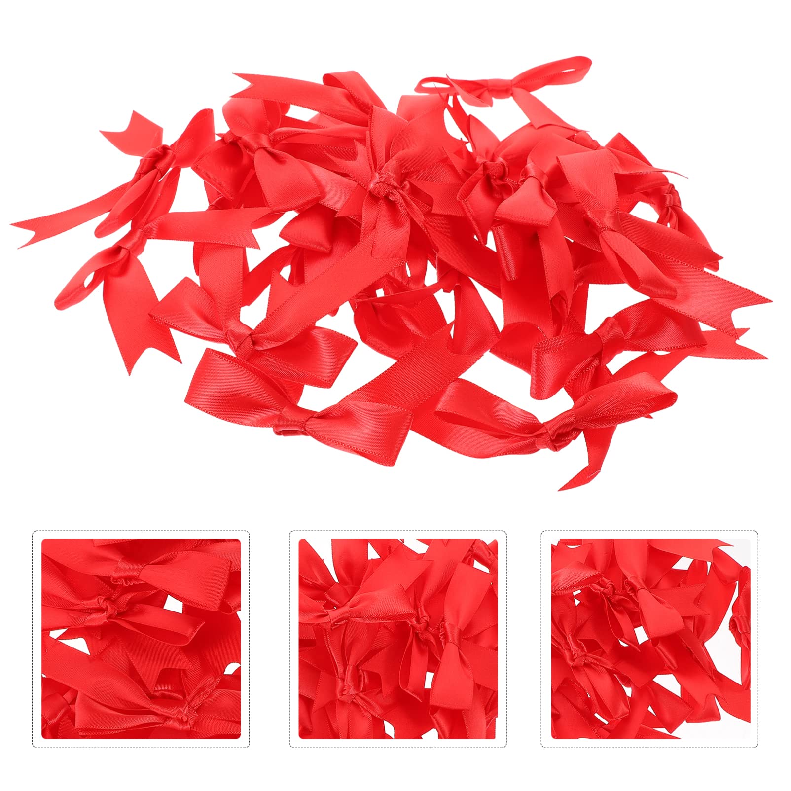 150 Pz Arco Rosso Fiocco Di San Decorazione Dell'arco Di Nozze Ornamenti Di Prua Regali Di Riempimento Della Calza Piccoli Fiocchi Rossi Mazzo Poliestere Manuale