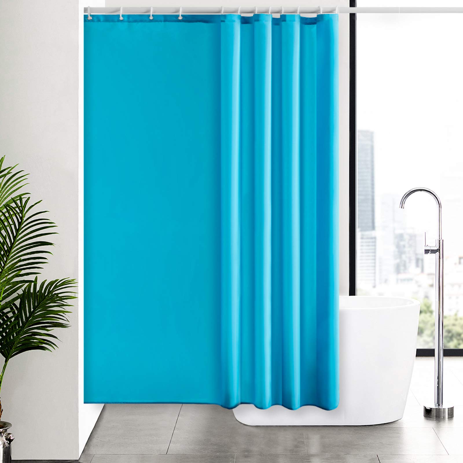Cortinas Baño Blanca Antimoho Antibacteriano Impermeable Poliester Tela Lisa Lavable, con 12 Ganchos Plásticos, 180x200 Cortina. — view 27
