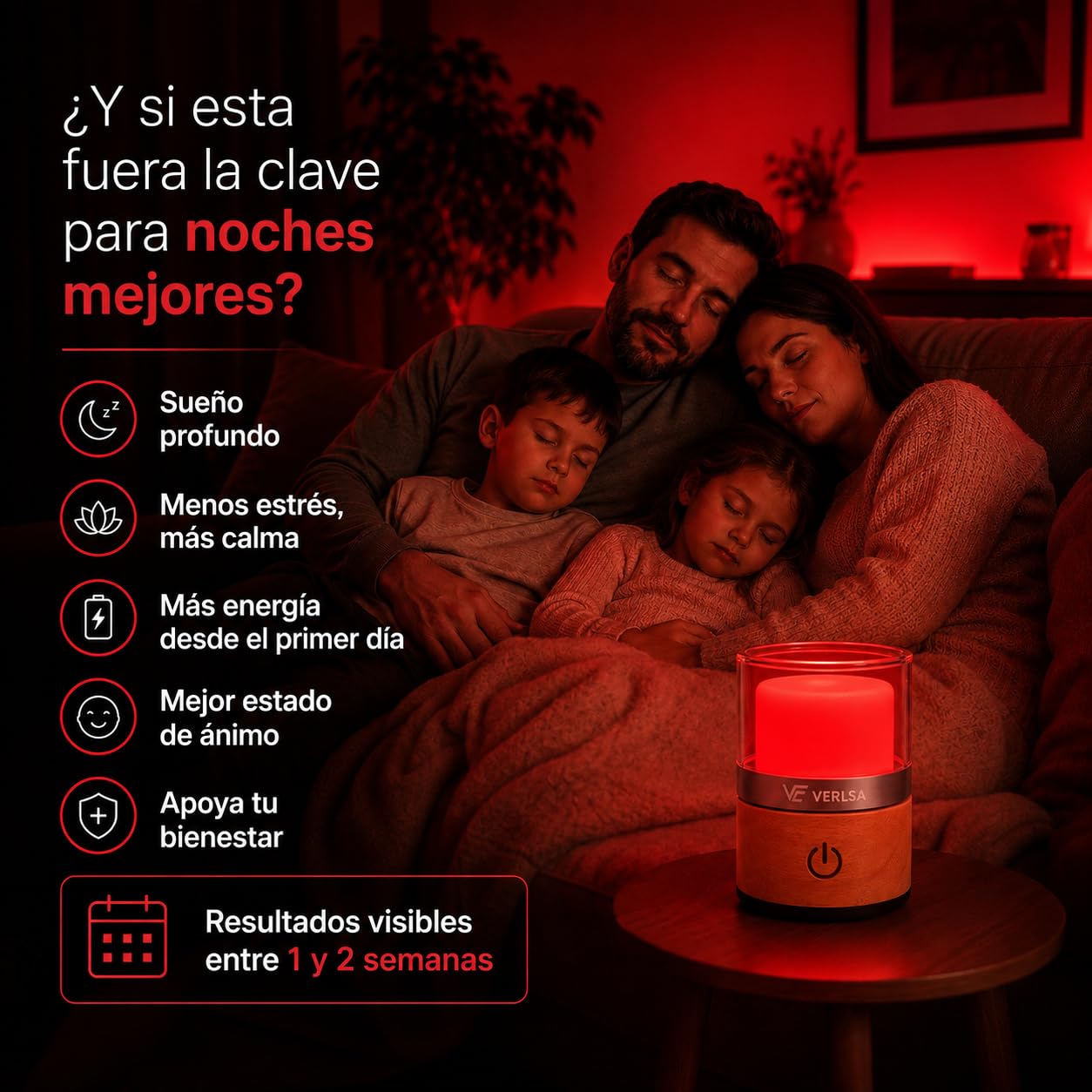 Lámpara Luz Roja Nocturna Melatonina, Terapia de Luz Roja 660nm - 0% Azul, Flicker-Free, Luz Nocturna Infantil/Adultos, Lamparas de Mesita de Noche- Recargable - Timer 30–60 min +Bolsa de Viaje