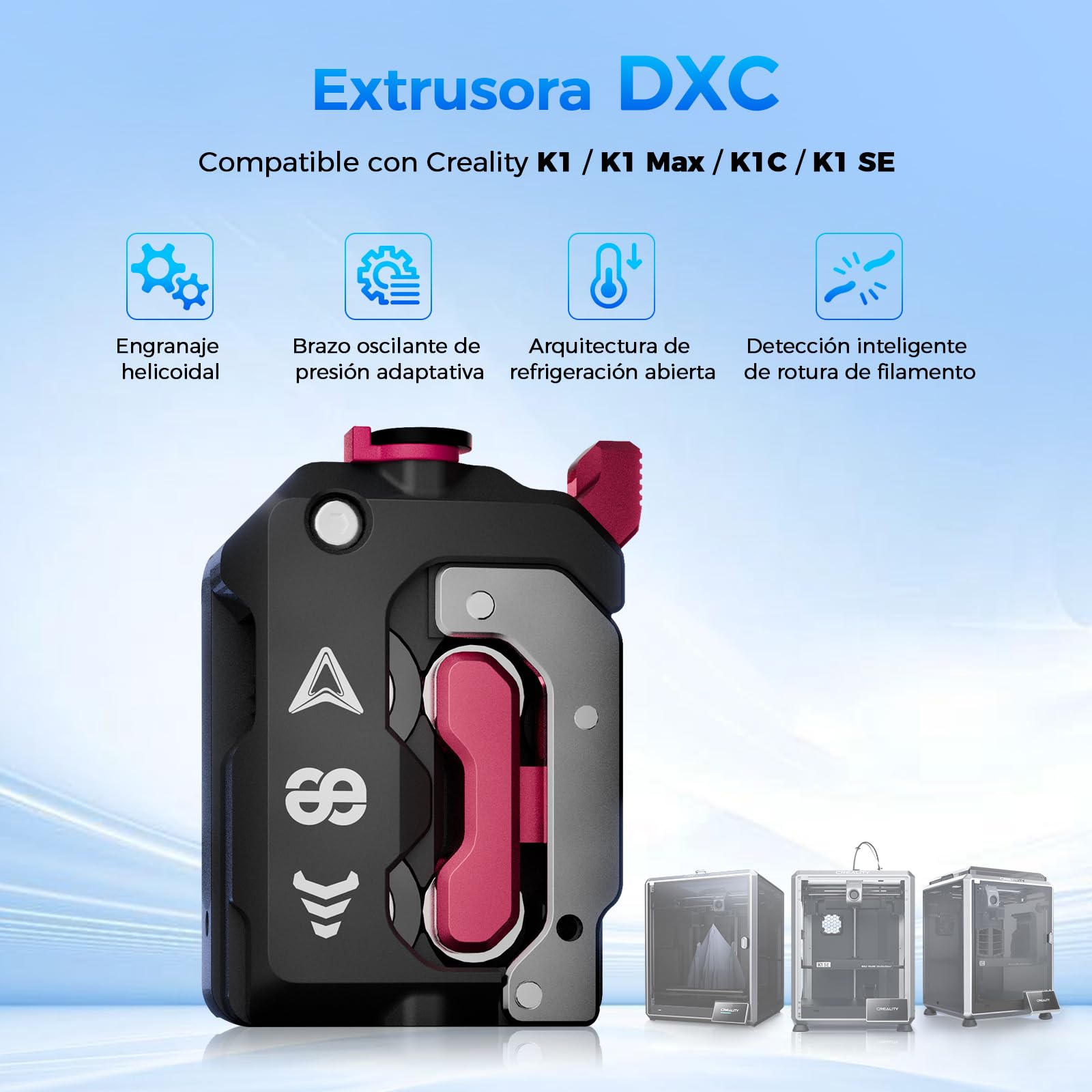Kit Extrusor Creality K1/K1 Max/K1C/K1 SE DXC, Accesorios para el Extrusor de Filamento de la Impresora 3D Phaetus Runice Juego de Montaje de Extrusor de Doble Engranaje Mejorado