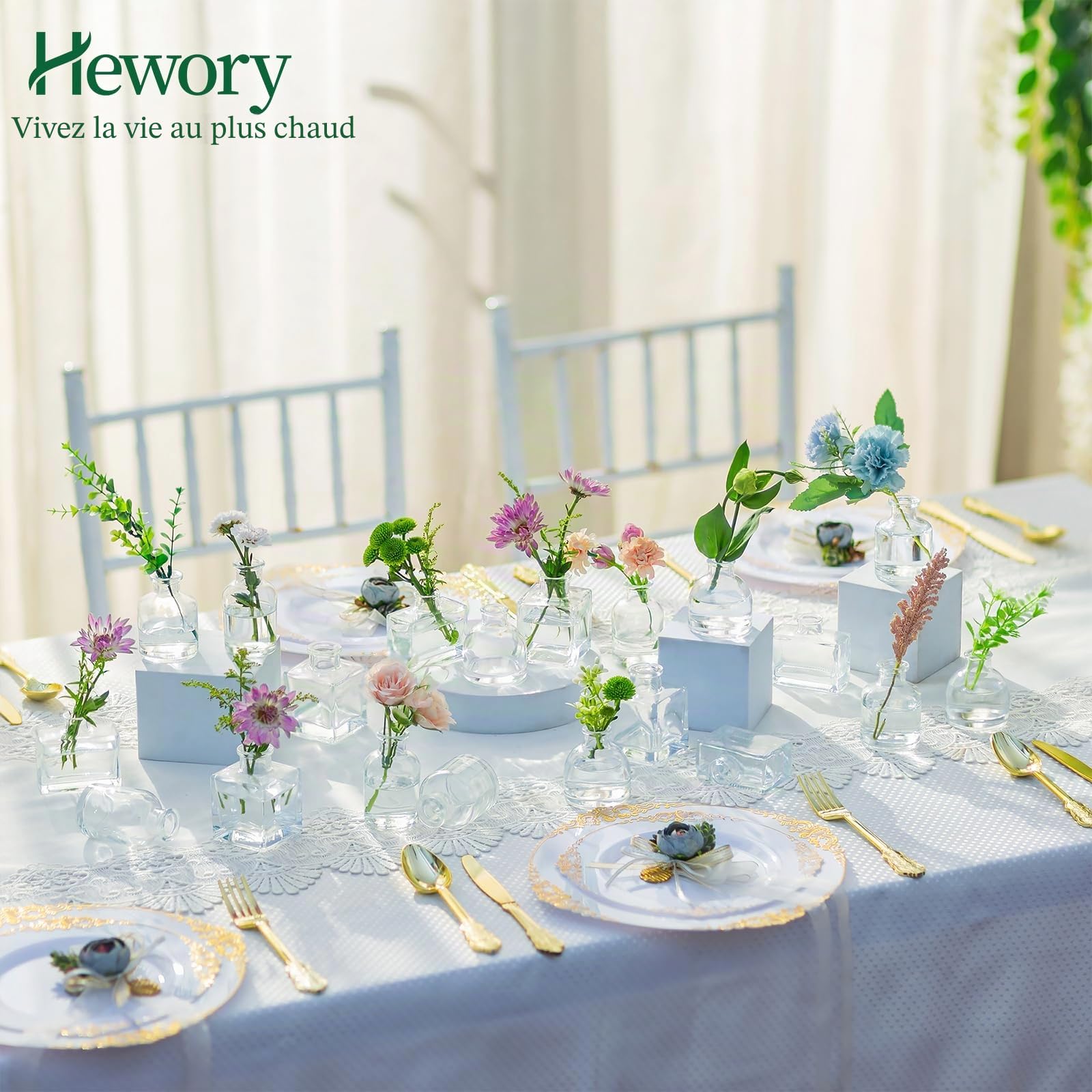 Hewory Mini Vase Transparent Verre: 20pièces Petit Vase Decoratif Design Soliflore en Verre pour Decoration Mariage Maison