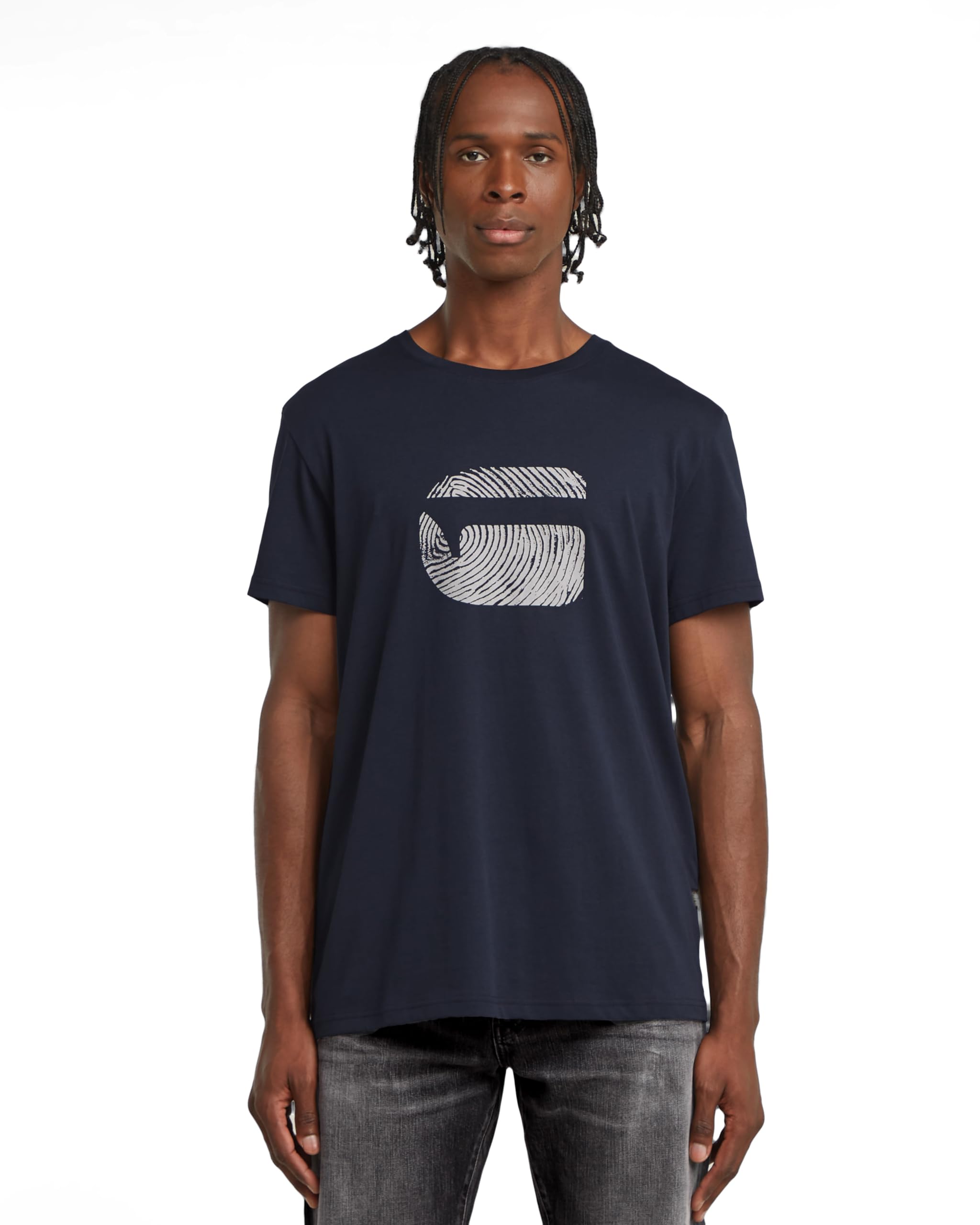 G-STAR Men's Finger Print Burger R T T-Shirt, Blue (Salute D26041-c506-c742), M
