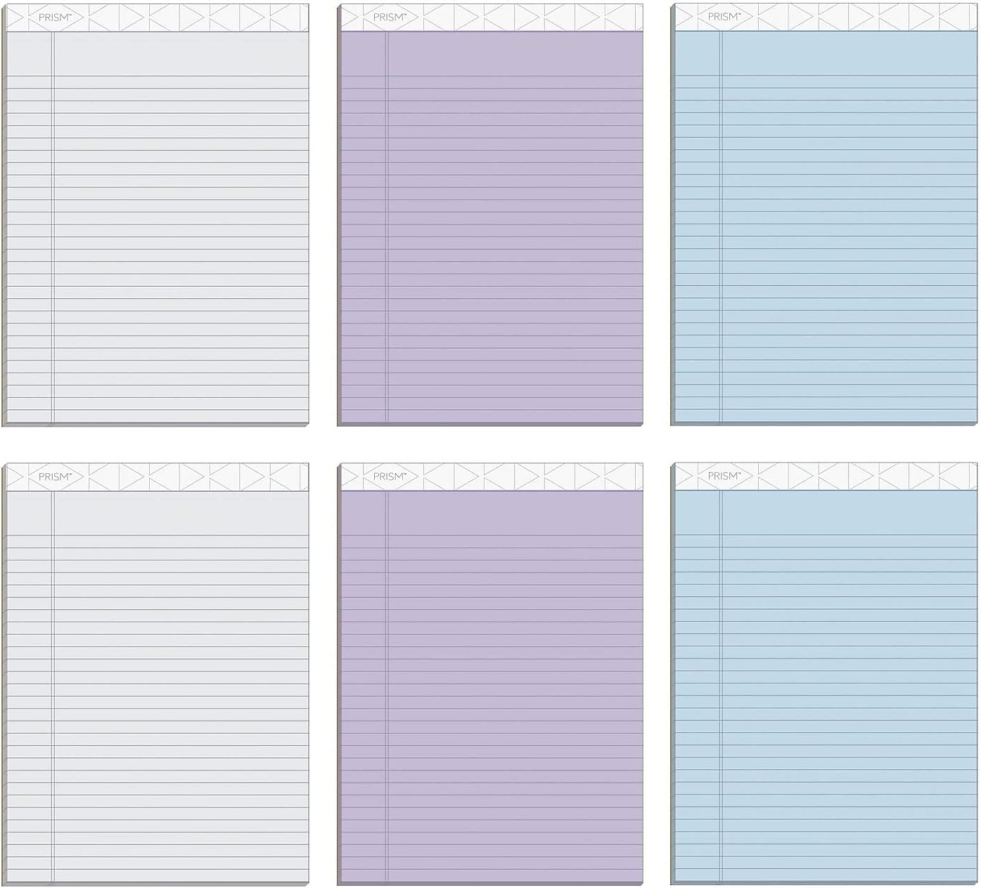 TOPS Prism+ Writing Pads, 21.6 cm x 11-3/10.2 cm, Assorted Colors 2 Each: Gray, Orchid, Blue, Legal Rule, 50 Sheets, Perforated Pages, 6 Pack (63116)