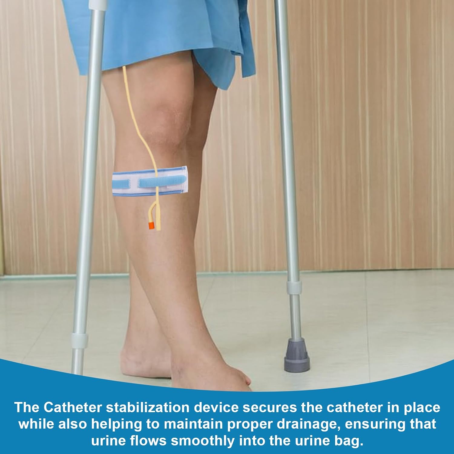 4 Pack Foley Catheter Leg Strap, Anti Slip Catheter Leg Bag Holder, Catheter Stabilization Device, Comfort Catheter Supplies with Paste Buckle, Blue