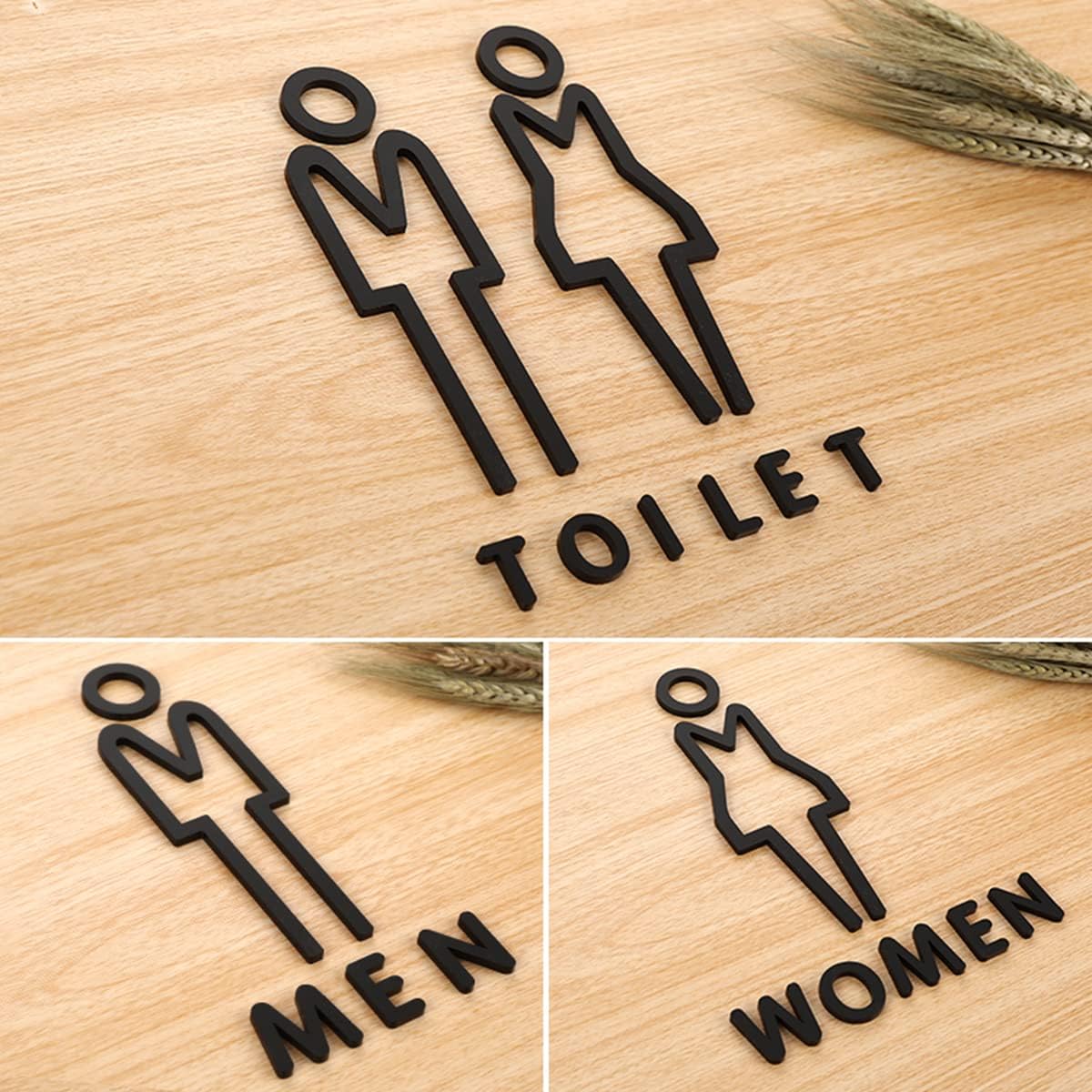 16 x 26cm self-adhesive men women toilet signs acrylic no barrier black bathroom sign for hotel store parking parking shopping mall, A (A 16x26cm/6.29x10.23in)