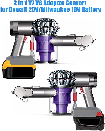 Miniatura 2 de JYJZPB Adaptador 2 en 1 V7 V8 para batería Dewalt de 20 V o Milwaukee 18 V para reemplazar la batería V7 V8, convertidor funciona con batería V7