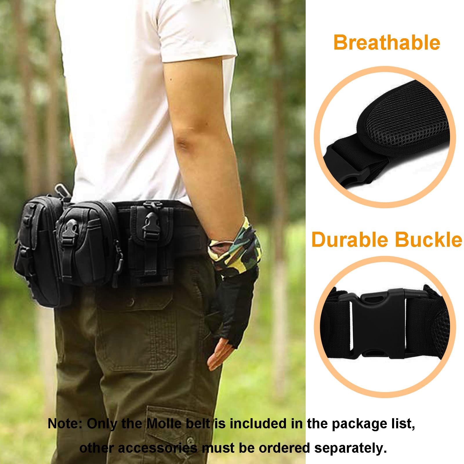 Huntvp Cinturone Molle Cintura Tattica Militare Imbottita per Softair Caccia Outdoor Trekking