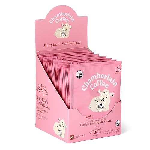 Chamberlain Coffee Fluffy Lamb Vanilla Cold Brew Singles Bolsas de café frío con notas de vainilla y nueces tostadas 10 sobres de infusión fría de