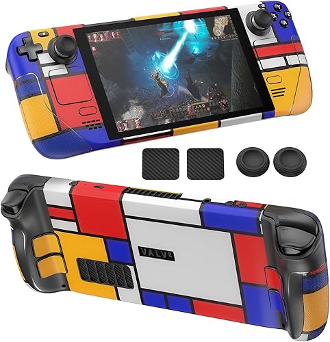 JSAUX Skin Stickers Set for Steam Deck, Vinyl Skin Decal Sticker, Anti-Slip Grip Sticker, Touchpad Stickers, Thumb Grip Caps, Protective Full Wrap