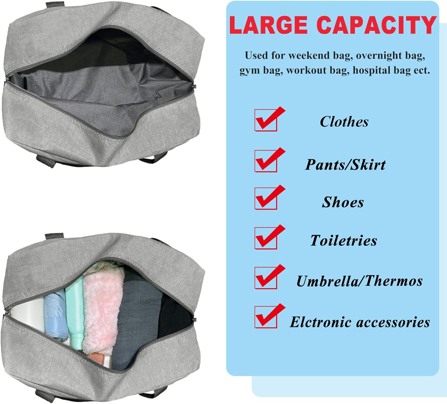 For Spirit Airlines Personal Item Bag 18x14x8 Foldable Carry on Bags for Airplanes Travel Duffel Bags for Women and Men - Image 5