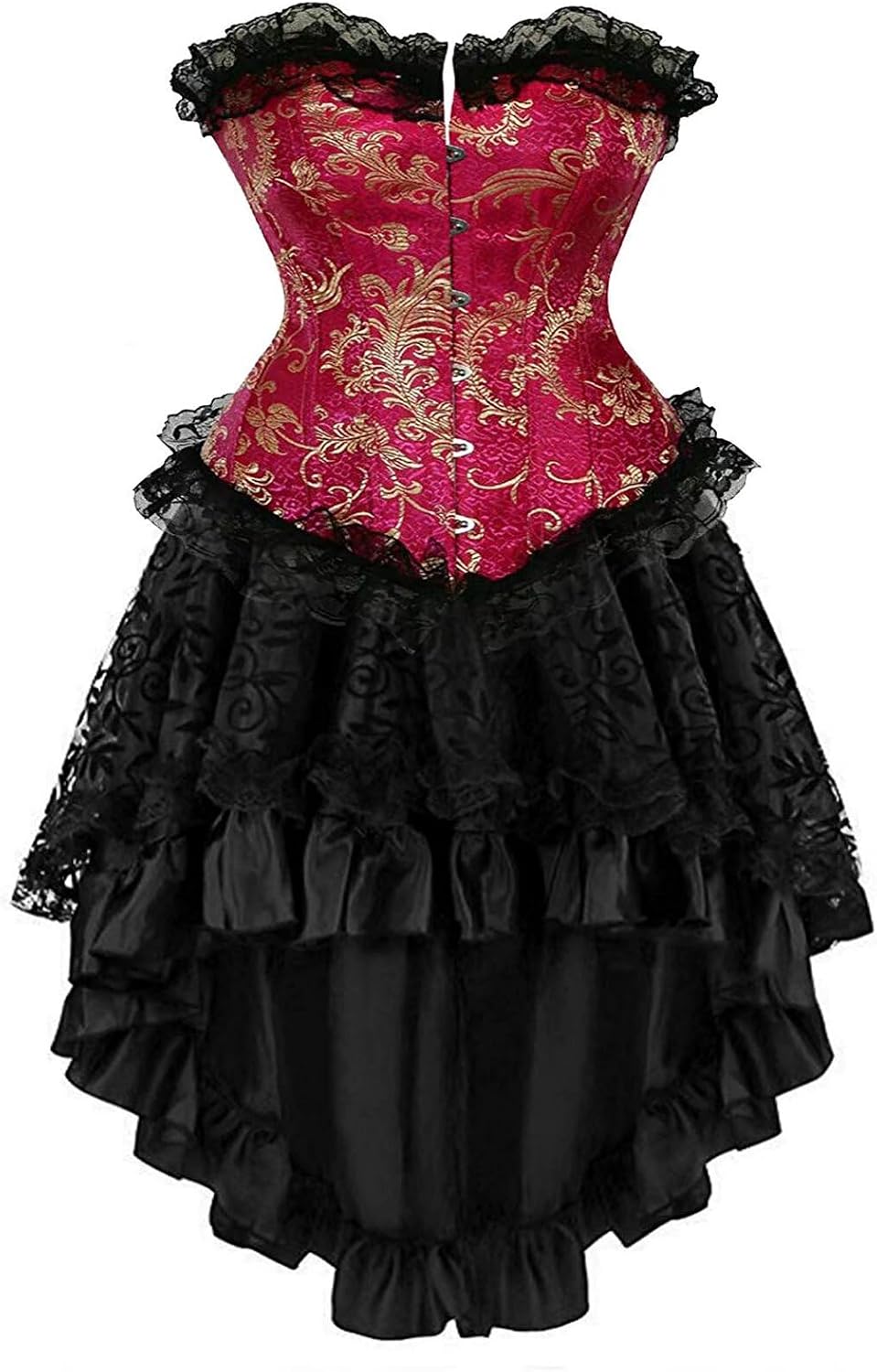 Corset Dress top Skirt Set Bustier Corsets for Women Plus Size Vintage Victorian Burlesque Lingerie Costume
