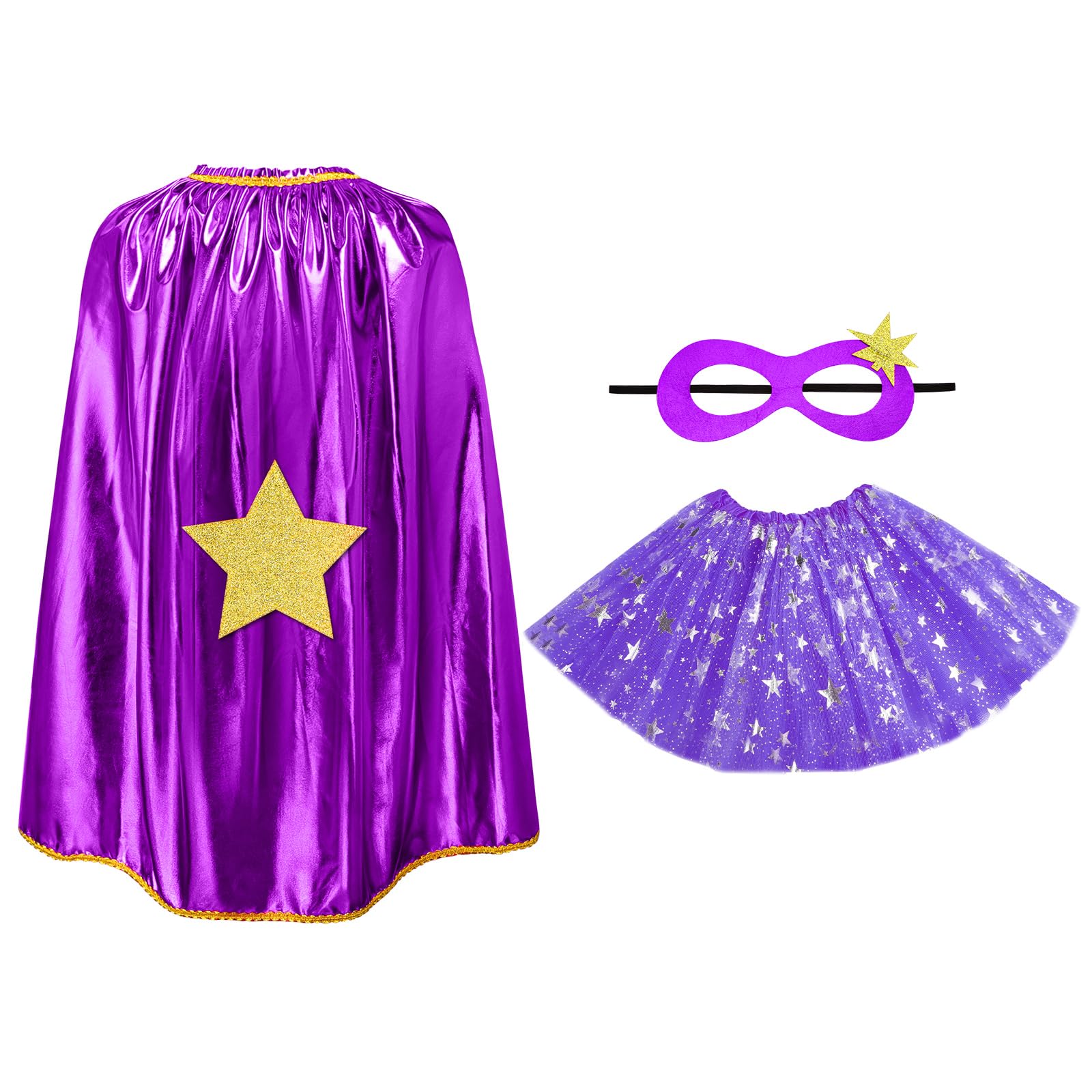AUYAO Cape Fünfzackiger Stern Costume 3Pcs Doppelseitiges Umhang