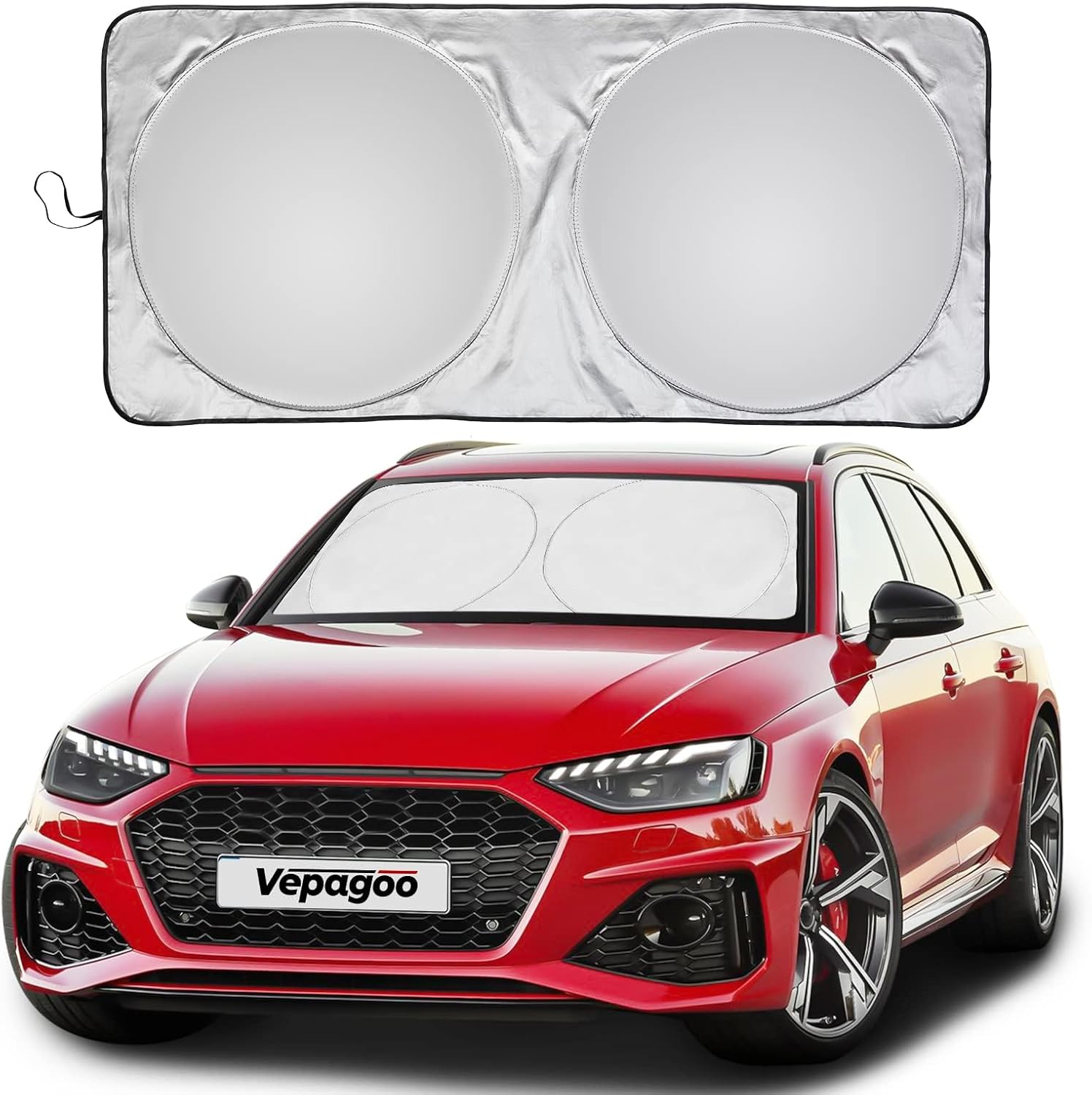 Vepagoo 2025 Upgrade Car Windshield Sun Shade Foldable for Front Window, Car Cover Sunshade Protector for SUV,Sun Blocker Keep Interior Cool, Automotive Sun Screen Prevent Dashboard Fade（64 x 32 in）