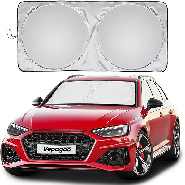 Vepagoo 2025 Upgrade Car Windshield Sun Shade Foldable for Front Window, Car Cover Sunshade Protector for SUV, Sun Blocker Keep Interior Cool, Automotive Sun Screen Prevent Dashboard Fade(64 x 32 in)