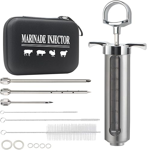 Uironly Kit de inyección de carne para barbacoa, inyector de jeringa con sabor a condimento cajún para cocinar, parrilla, ahumador, barbacoa en