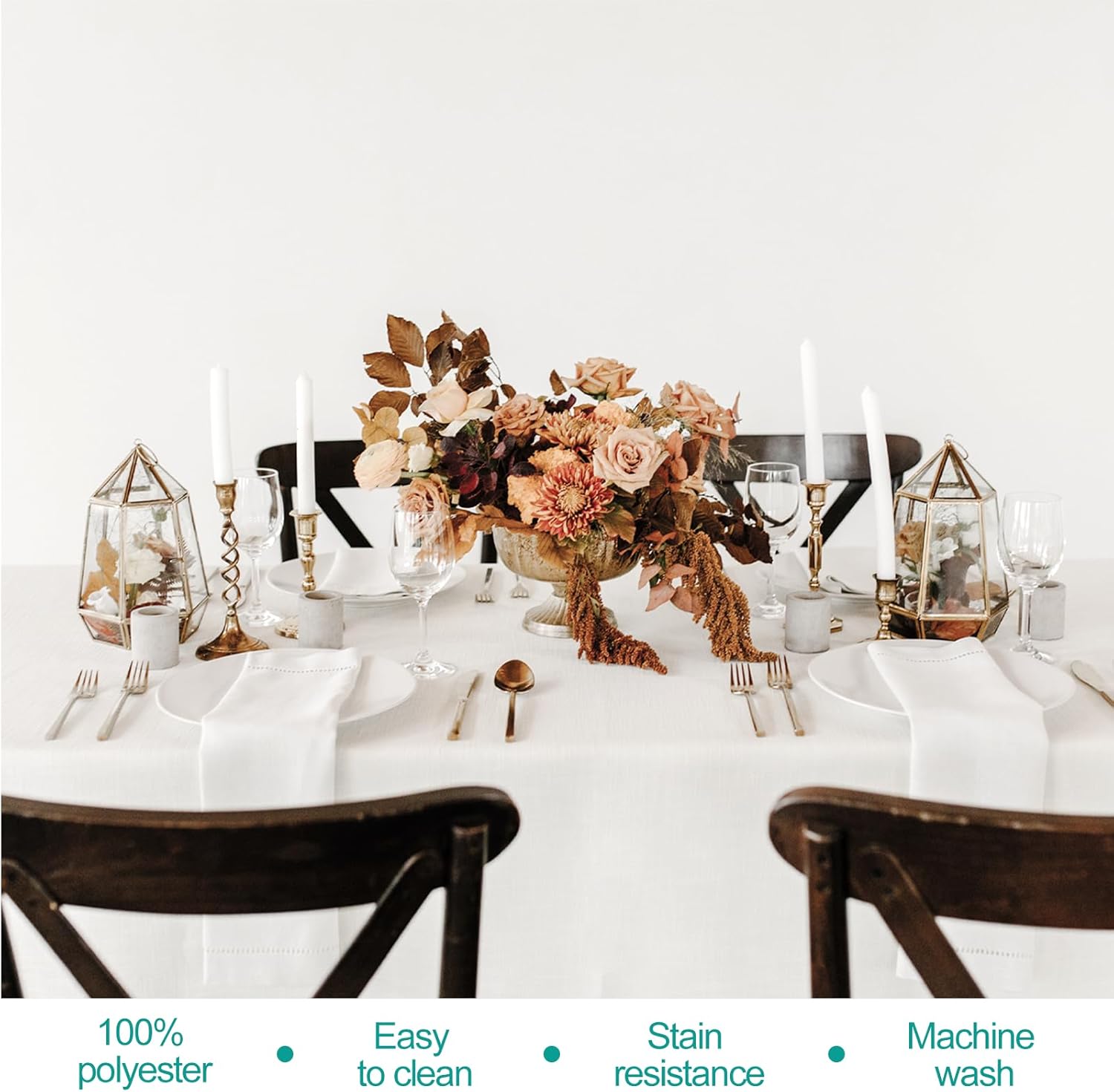 EMART 6 Pack White Table Cloths for 8 Foot Rectangle Tables, 60 x 126 inch 100% Polyester Thickened Fabric for Banquet Wedding Party Rectangular Tablecloths