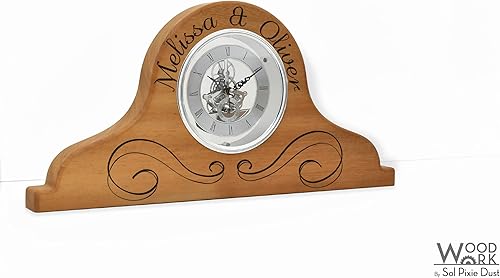 Miniatura 2 de Wooden Mantel Clock - Shelf Clock - Fireplace Clock - Skeleton Clock - Personalized Housewarming Gift - Wedding Gift Idea - Couple Gifts