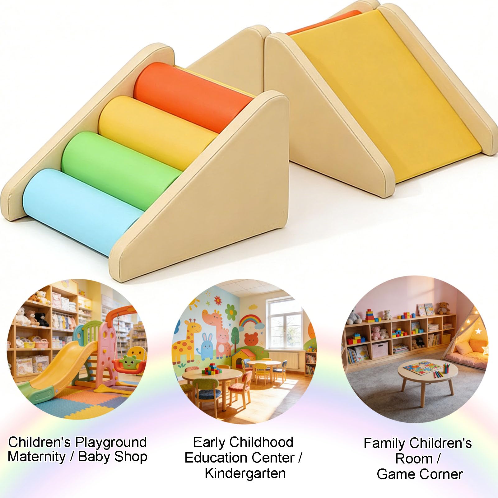 Set Softplay per Bambini da 2 Pezzi | giocattoli in morbida pelle pu per bambini piccoli, giochi di arrampicata e gattonamento per bambini schiuma da interni per a